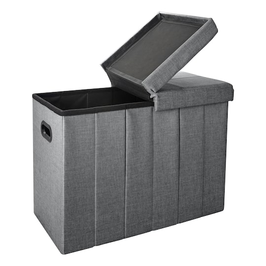 Simplify Gray Collapsible Flip Top Hamper Ottoman